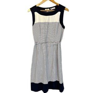 Malvin Hamburg Navy Striped Linen Sleeveless Dress L‎ Coastal Quiet Luxury